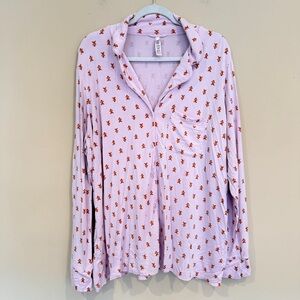 SKIMS Gingerbread Man Pink Long Sleep Shirt